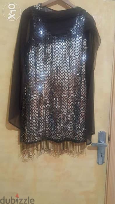 Rene Derhy designer 100% silk embellished mini dress medium 38فستان شك 3