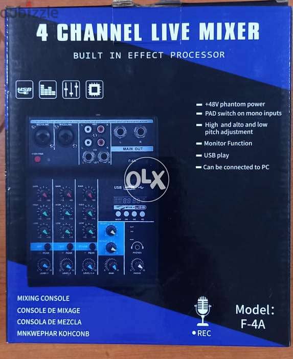 mixer 4 channel with effect & usb & bluetouth,new in box 2