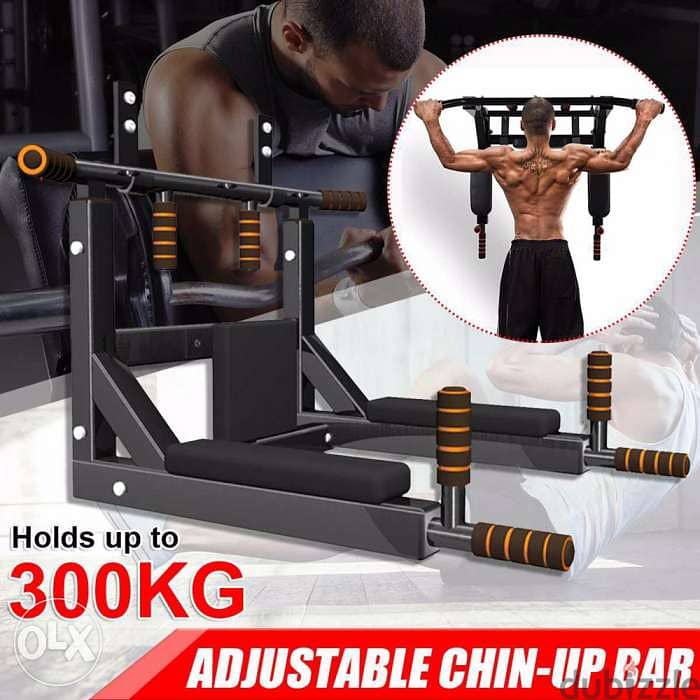 Multi Wall Mounted Adjustable Knee Raise Pull Chin Up Bar Dips Station 0