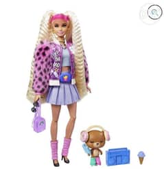 Barbie Extra Doll 8 In Varsity Jacket With Furry Arms and Pet Teddy Be