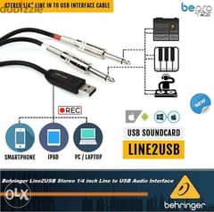 Behringer Line2USB Stereo 1/4 inch Line to USB Audio Interface 0
