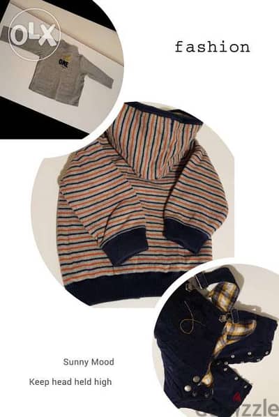 Baby clothes/sweat-salopette-colle roul/3pieces/likeNew-market rate