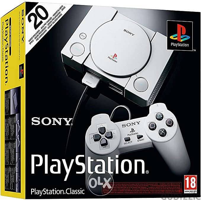 ps classic with 2 controllers and 20 preinstalled games 0