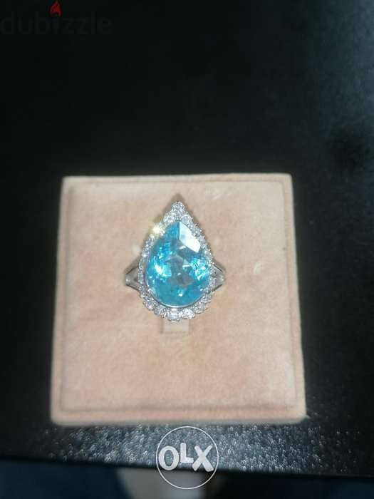 Natural diamond & topaz ring 4