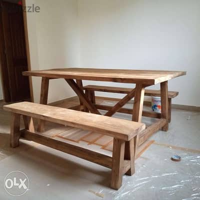 Dining table vintage style wood طاولة سفرة خشب