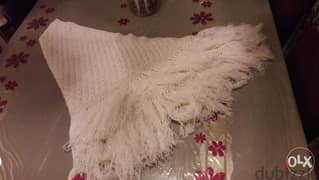 Large wool white scarf handmade
