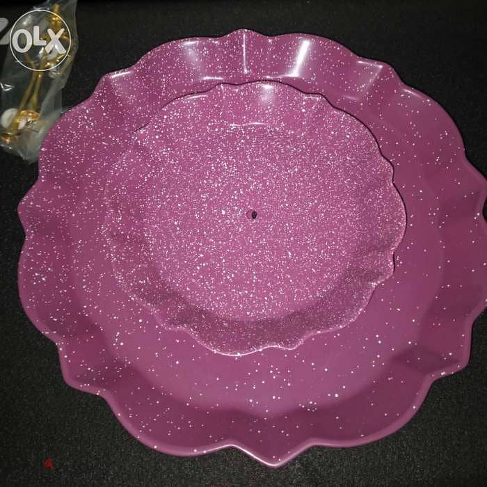 Elegant high quality 2 tier ceramic purple stand 1