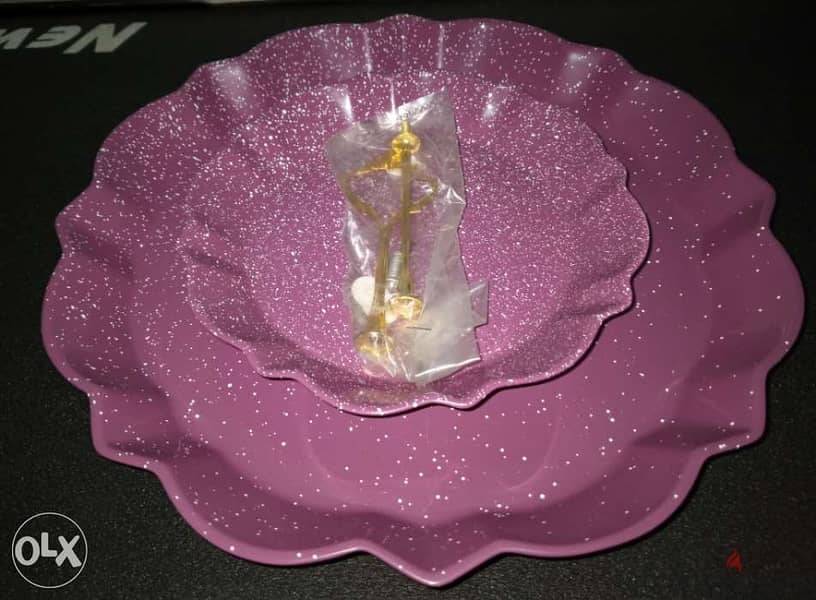 Elegant high quality 2 tier ceramic purple stand 2