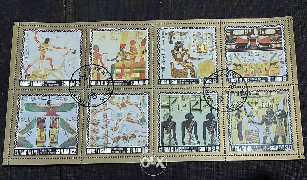 5 بلوكات طوابع تذكارية تماثيل فرعونية 1