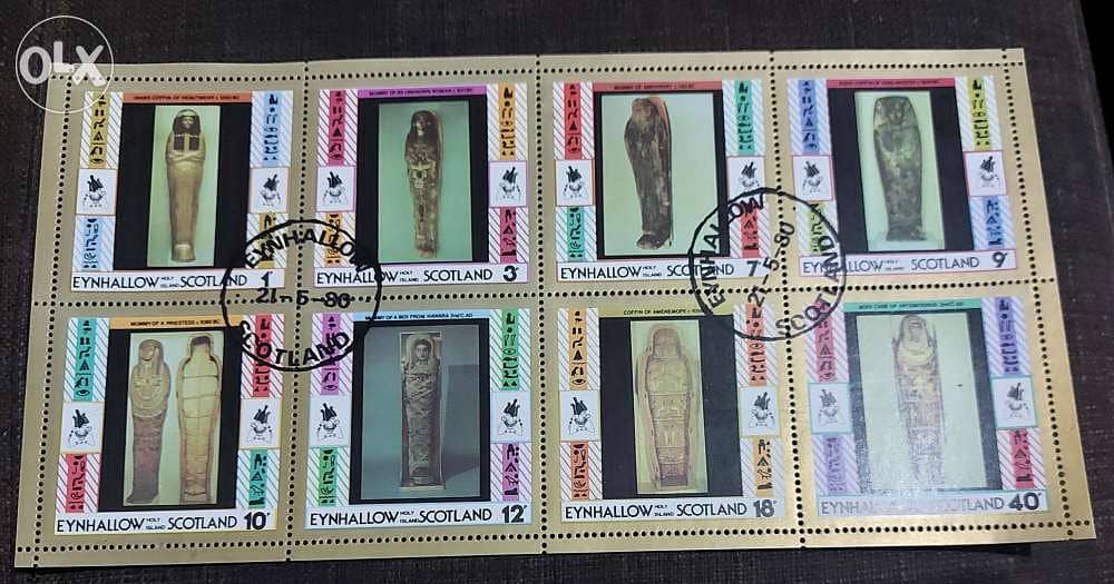 5 بلوكات طوابع تذكارية تماثيل فرعونية 5