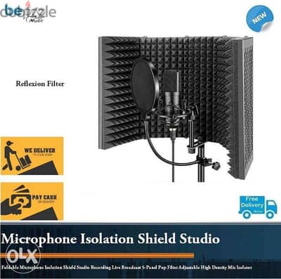 Sound Shield Live Vocal reflection filter,Isolation Shield Studio,Foam