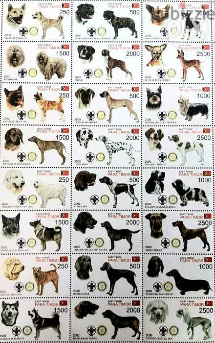 مجموعة ٢٤ طابع Dogs of the World ب3$ 0