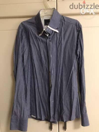 chemise rayée bleu et blanc size L man shirt