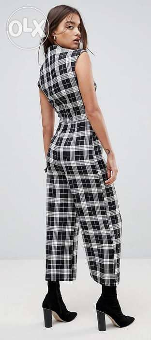 Asos checkered wide legs overall jumpsuit size 40 M/L اوفرول 5