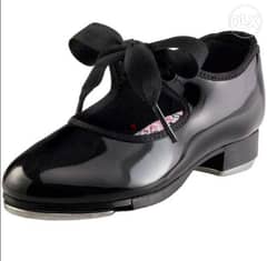 Capezio shuffle tap leather shoes black size 30