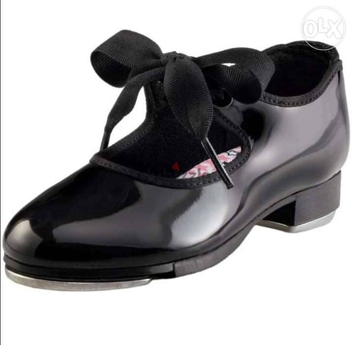 Capezio shuffle tap leather shoes black size 30 0