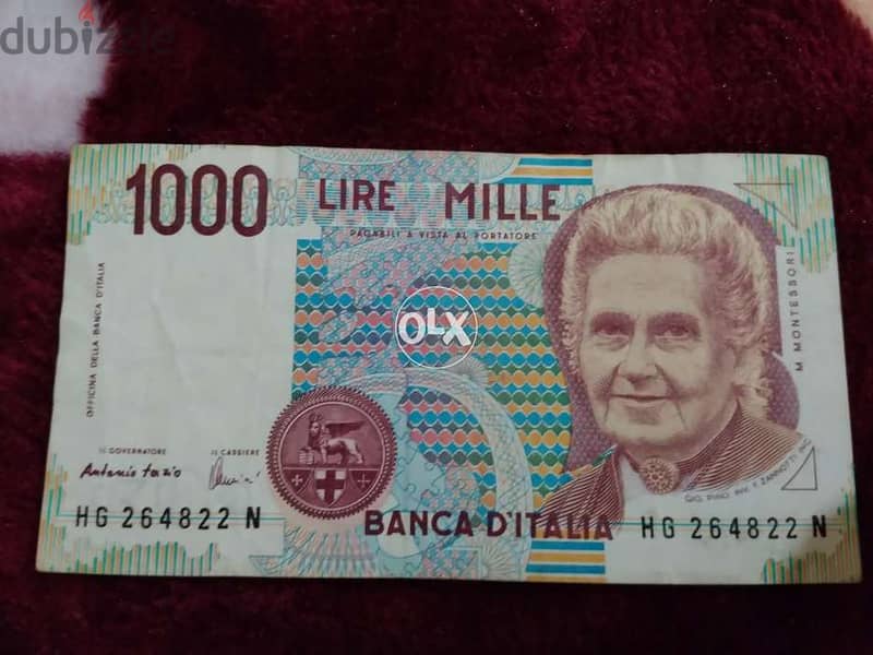 1000 Lire Italy banknoteعملة ورقية ايطالية ١٠٠٠ لير 0