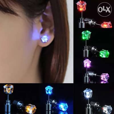 ED Earring Glowing Crystal Stainless Ear Drop Light Up Ear Stud Christ