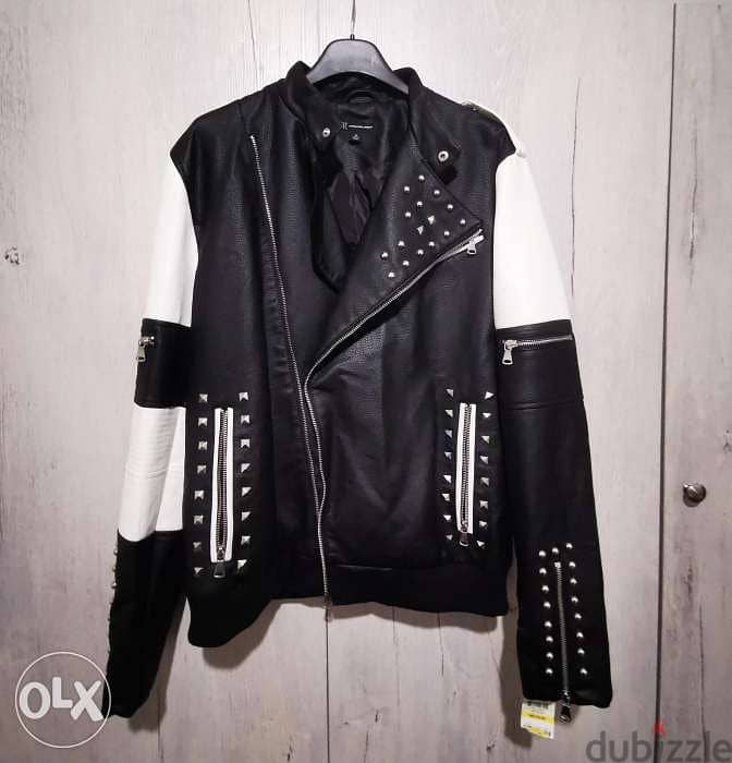 leather jacket black and white 1
