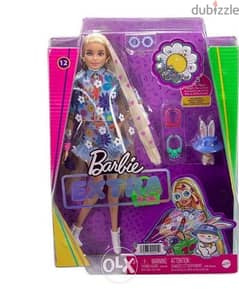 Barbie Extra Doll #12 in Floral 2-Piece Outfit with Pet Bunny, for 3 Y
