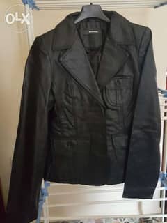 Black leather jacket small 38 جاكيت جلد