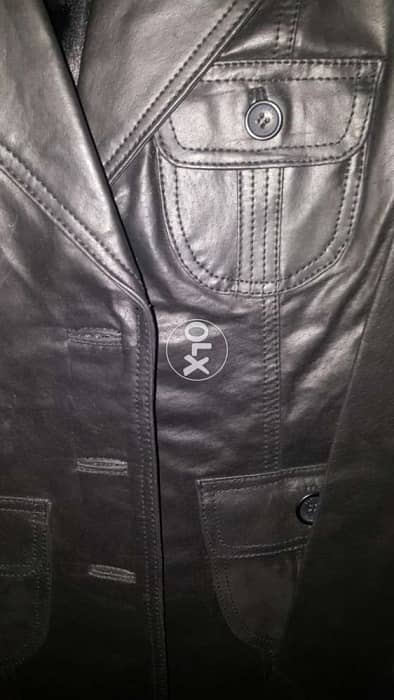 Black leather jacket small 38 جاكيت جلد 1