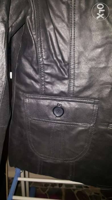 Black leather jacket small 38 جاكيت جلد 2