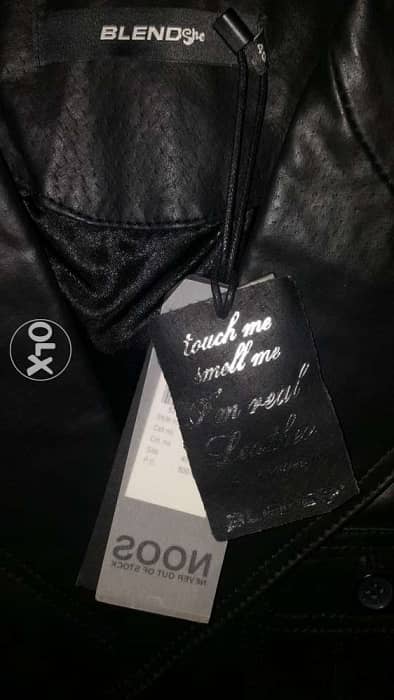 Black leather jacket small 38 جاكيت جلد 4