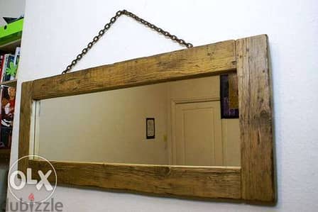 Reclaimed wall mirror مراية حيط عريض