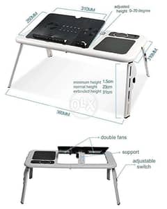 Laptop Table with 2 cooling Fans, Mouse Pad & Cup Holder E-TABLE LD09