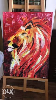 knife lion painting 0