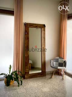 Large natural wood mirror مراية خشب طبيعي كبيرة 0