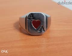 Stainless steel Ace of heart ring(Enamel filled)