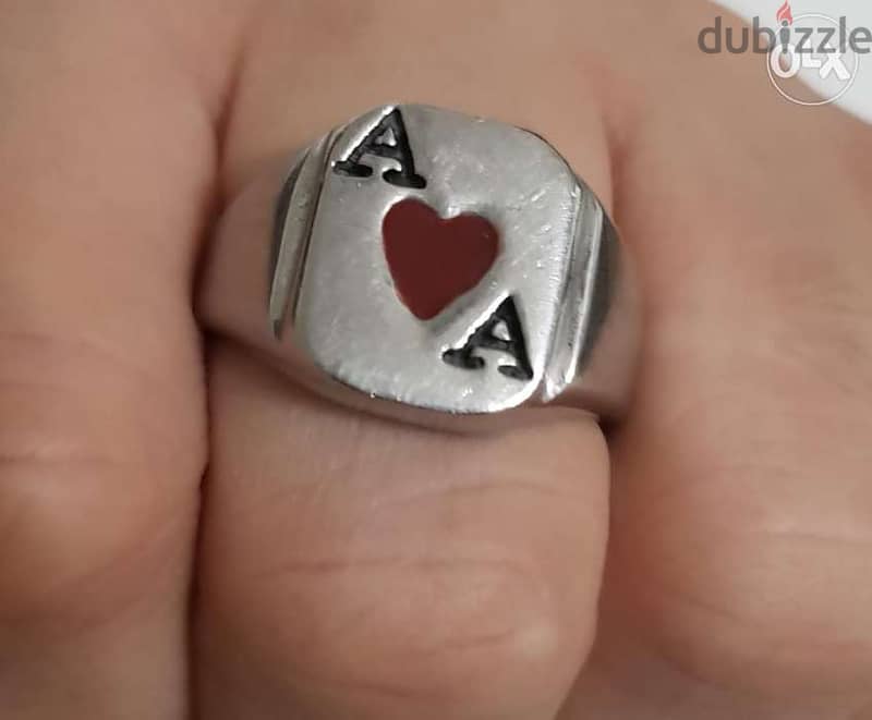 Stainless steel Ace of heart ring(Enamel filled) 2