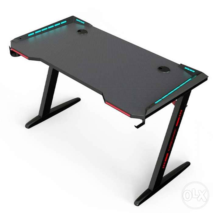 Meetion Z8 Gaming Desk with Led Lights, Headset Holder & Cup Holder 1