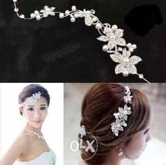 Ladies Silver Rhinestone Bridal Wedding Flower Imitation Pearls Cr