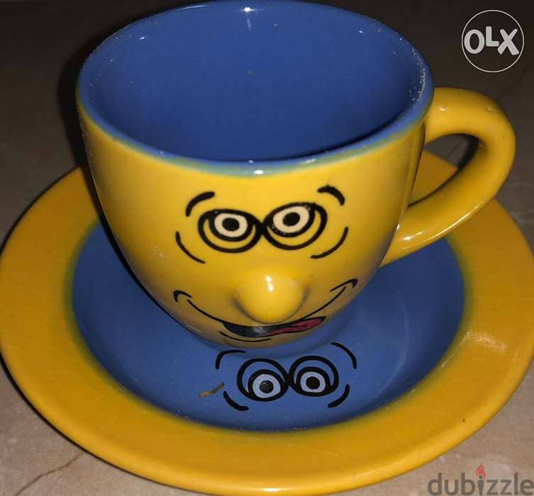 coffee set, 6 pieces, emojies cups, multiples colors, طقم فناجين صغير 4