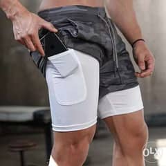 2 in 1 gym shorts / double layer with cyclist 0