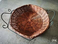 vintage wicker basket with iron handles
