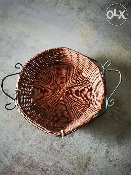 vintage wicker basket with iron handles 1