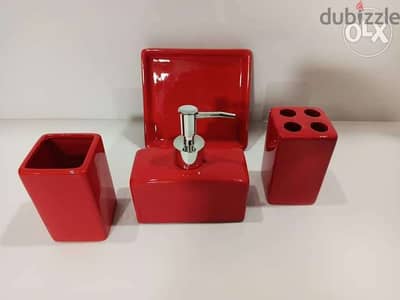 Elegant red ceramic bathroom set