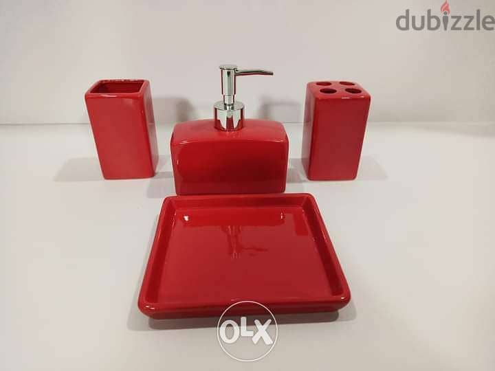 Elegant red ceramic bathroom set 1