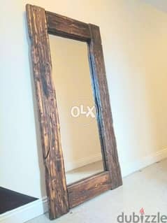 Large rustic thick wood mirror مرتية سميك شكل قديم 0