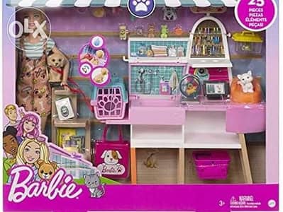 Barbie Doll (11.5-in Blonde) and Pet Boutique Playset with 4 Pets, Col