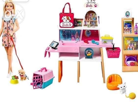 Barbie Doll (11.5-in Blonde) and Pet Boutique Playset with 4 Pets, Col 1