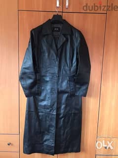 Black Genuine Leather Coat جاكيت جلد أصلي لون أسود 0