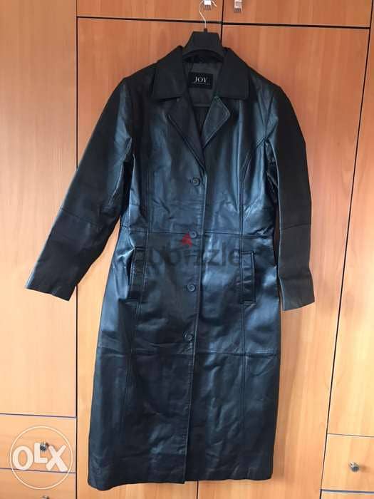 Black Genuine Leather Coat جاكيت جلد أصلي لون أسود 1