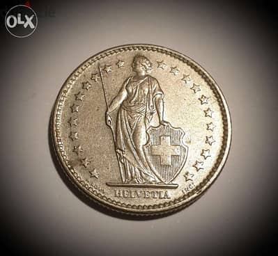 1970 Switzerland Helvetia half Franc