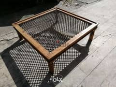 طاولة صالون فخمة جدا خشب قطراني انتيك وجه فيرفورجي رائع جدا Coffe tabl 0