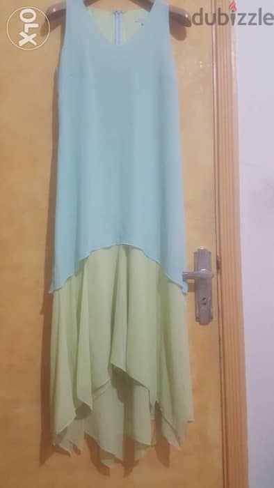 Jaqueline Riu Chiffon maxi slit dress 38 فستان طويل